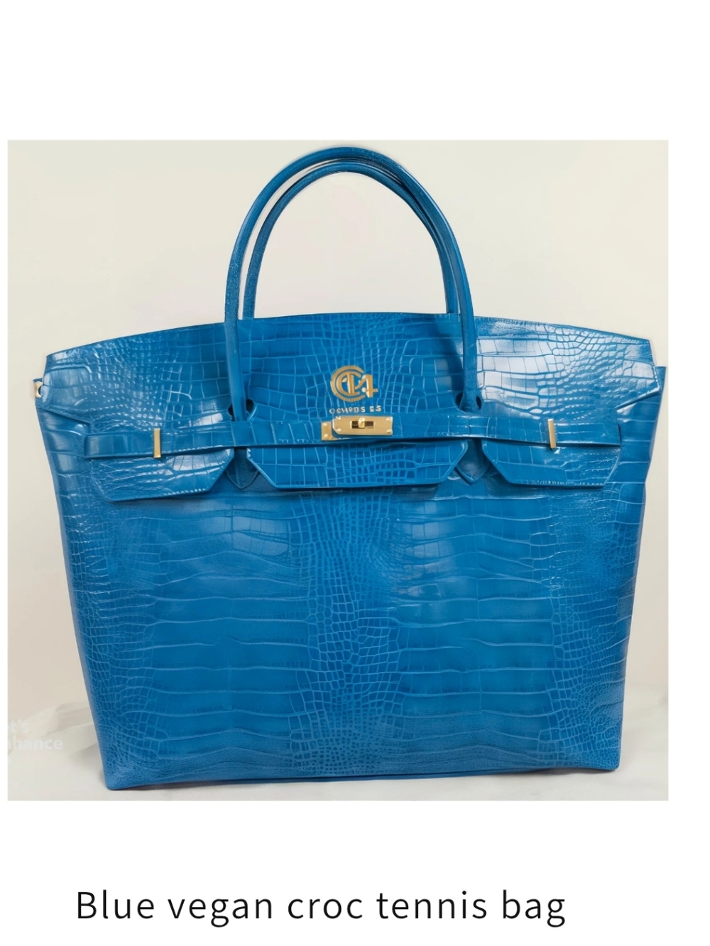 Court 14 Blue Faux Croc Tennis Bag - With Tennis Racket Carrier And Ball Bag